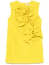 P.a.r.o.s.h Mini Dress With Ruffle Detail And Pockets In Yellow