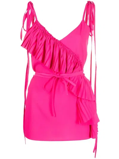 P.a.r.o.s.h Ruffled-detail Sleeveless Blouse In Pink