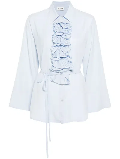 P.a.r.o.s.h Ruffled-detailing Shirt In Blue