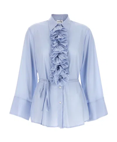 P.A.R.O.S.H P.A.R.O.S.H. RUFFLED BELTED WAIST BLOUSE