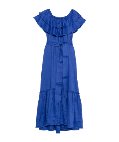 P.a.r.o.s.h Tie-belt Maxi Dress In Blue