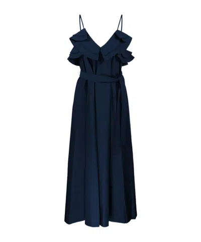 P.a.r.o.s.h Ruffled Midi Dress In Blue