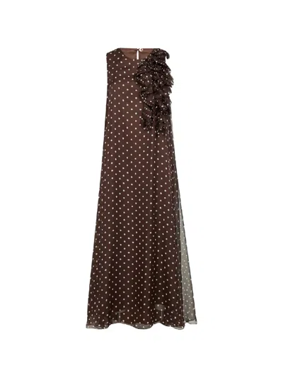 P.a.r.o.s.h Ruffled Polka-dot Maxi Dress In Brown