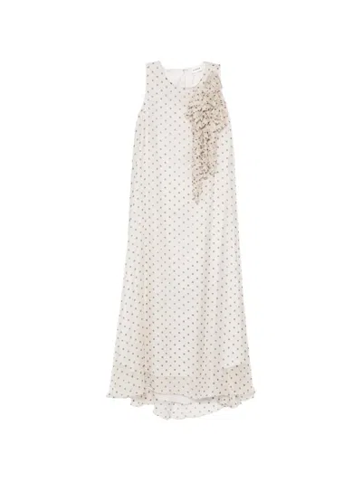 P.a.r.o.s.h Ruffled Polka-dot Midi Dress In Neutral