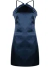 P.a.r.o.s.h . Ruffled Satin-finish Minidress In Black