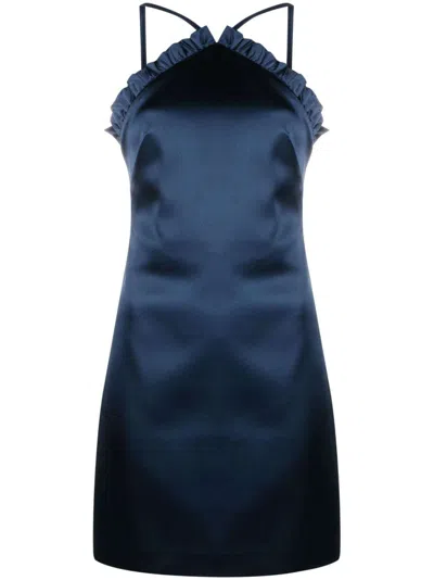 P.A.R.O.S.H RUFFLED SATIN-FINISH MINIDRESS