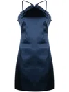 P.a.r.o.s.h . Ruffled Satin-finish Minidress In Blue
