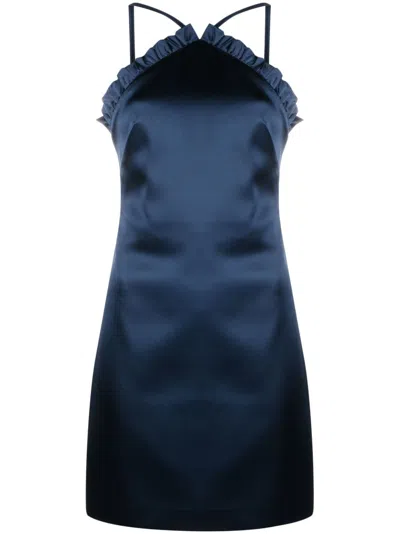 P.A.R.O.S.H RUFFLED SATIN-FINISH MINIDRESS