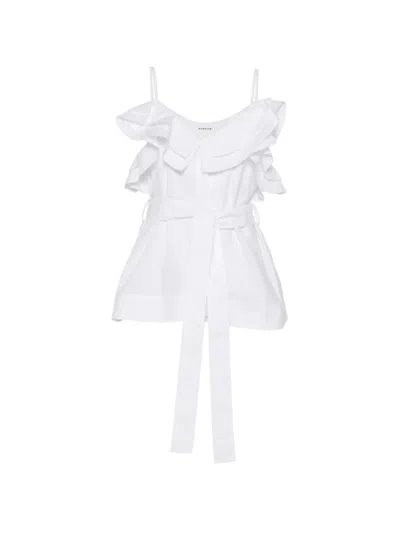 P.a.r.o.s.h Ruffled Self-tie Top In White