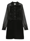 P.a.r.o.s.h Parosh Mini Silk Dress With Ruffle Details And Sheer Sleeves In Black