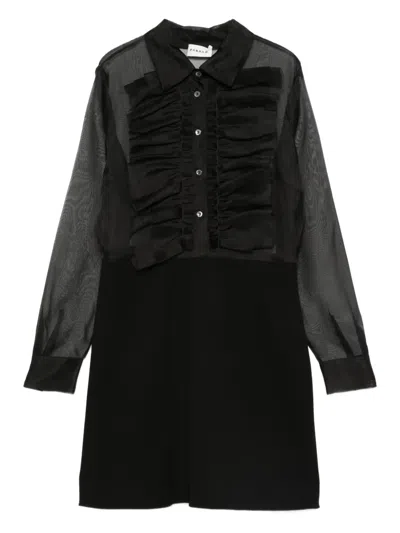 P.a.r.o.s.h Ruffled Sheer-paneled Dress In Black