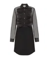P.a.r.o.s.h Parosh Mini Silk Dress With Ruffle Details And Sheer Sleeves In Black