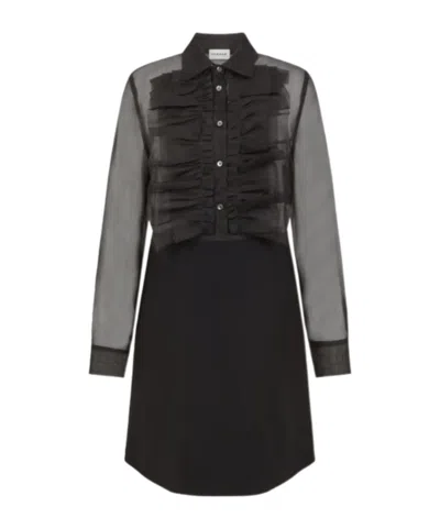 P.a.r.o.s.h Ruffled Sheer-paneled Dress In Black