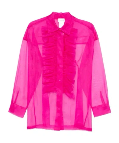 P.a.r.o.s.h . Ruffled Sheer Shirt In Pink