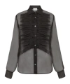 P.a.r.o.s.h Silk Sheer Shirt With Ruffled Front In Black