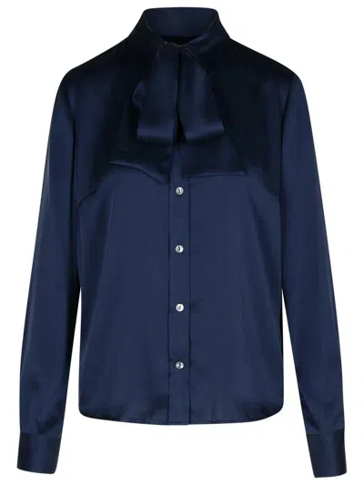 P.A.R.O.S.H P.A.R.O.S.H. 'SALTY' BLUE SILK BLEND SHIRT