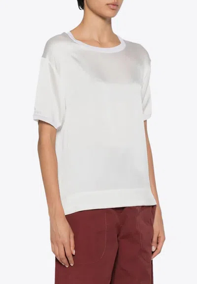 P.a.r.o.s.h Salty Satin Crewneck T-shirt In White