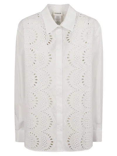 P.a.r.o.s.h Sangallo Lace Openwork Shirt With Classic Collar In White