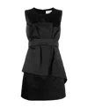 P.a.r.o.s.h Satin Belted Sleveless Minidress In Black