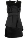 P.a.r.o.s.h Satin Belted Sleveless Minidress In Nero