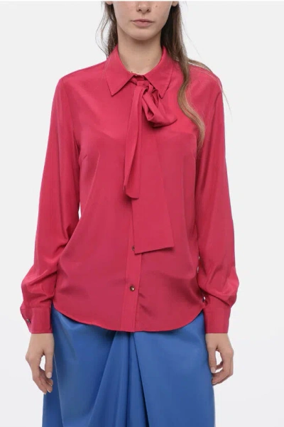 P.a.r.o.s.h Satin Effect Blouse With Removable Scarf In Pink