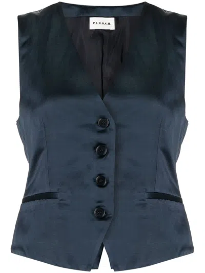 P.a.r.o.s.h Satin-finish Buttoned Vest In Green