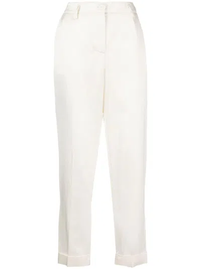 P.a.r.o.s.h Satin-finish Mid-rise Trousers In White