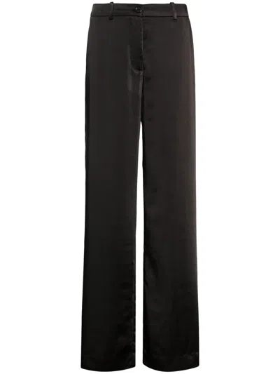 P.a.r.o.s.h Satin-finish Straight-leg Trousers In Black