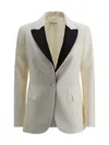 P.a.r.o.s.h Satin-lapel Double-breasted Blazer In Cream