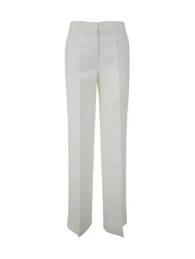 P.a.r.o.s.h Parosh Satin, Viscose And Linen Trousers In White