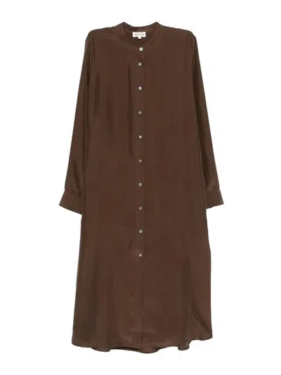 P.a.r.o.s.h Buttoned Midi Dress In Brown