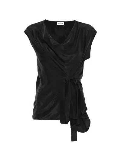 P.a.r.o.s.h Saxon Tie Detail Blouse In Black