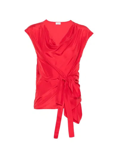 P.a.r.o.s.h Saxon Tie Waist Blouse In Red