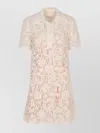 P.a.r.o.s.h Guipure Lace Mini Shirt Dress In Neutrals