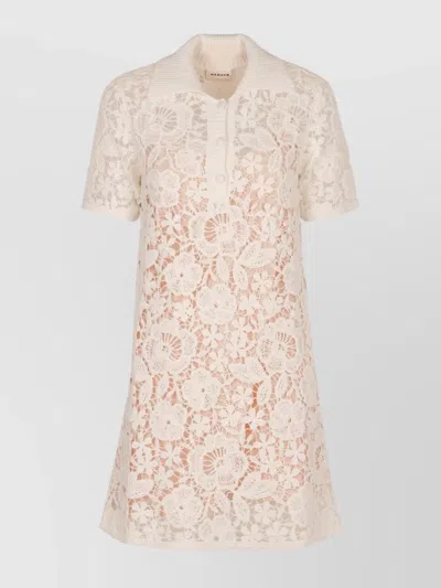 P.a.r.o.s.h Lace Detailed Collared Shirt Dress In White