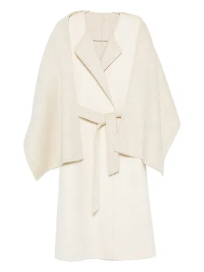P.a.r.o.s.h Scarf-detail Belted Coat In Neutral