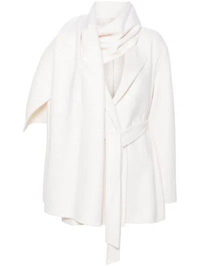 P.a.r.o.s.h Scarf-detail Coat In White
