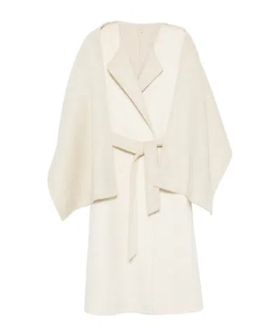 P.a.r.o.s.h . Scarf Detailed Belted Coat In Neutral