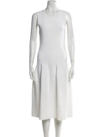 Pre-owned P.a.r.o.s.h Scoop Neck Midi Length Dress In White