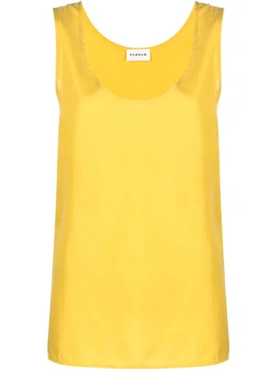 P.a.r.o.s.h Scoop-neck Silk Tank Top In Gelb