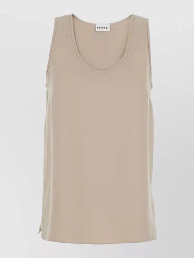P.a.r.o.s.h Scoop Neck Sleeveless Silk Blend Top In Neutral