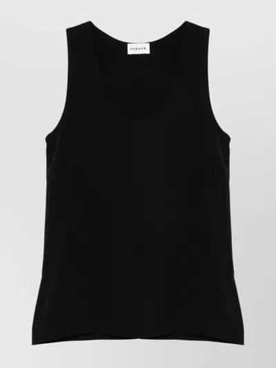 P.a.r.o.s.h Scoop Neck Sleeveless Straight Hem Top In Black