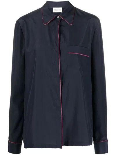 P.a.r.o.s.h . Seam-detail Button-up Shirt In Navy Blue