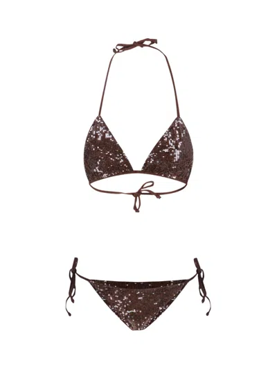 P.a.r.o.s.h Sequin Bikini In Brown