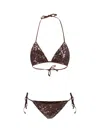 P.a.r.o.s.h Triangle Bikini Micro Sequins Sliding Cups In Brown