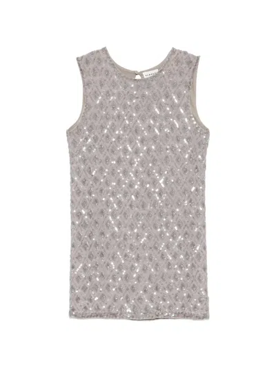 P.a.r.o.s.h Sequin Diamond Mini Dress In Gray