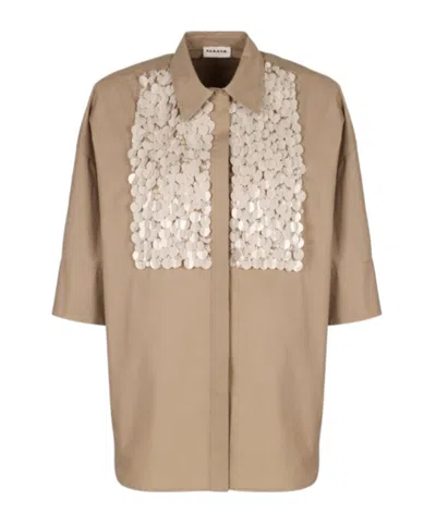 P.A.R.O.S.H P.A.R.O.S.H. SEQUIN EMBELLISHED COLLARED SHORT-SLEEVE SHIRT