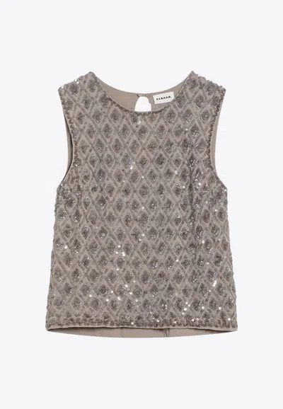 P.a.r.o.s.h Sequin Embellished Crewneck Top In Gray