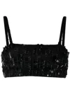 P.a.r.o.s.h Cropped Sequin Silhouette With Stretch Fit In Nero