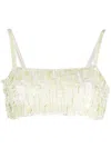P.a.r.o.s.h Crop Top Sequin Spaghetti Straps In White